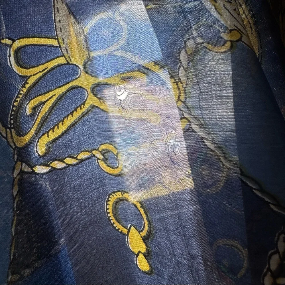 VTG Carlo Orsini Pure Silk Scarf Equestrian Nautical 41”x58” Preppy Old Money